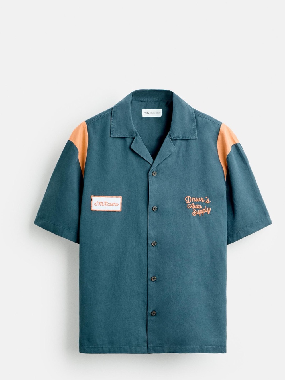 Zara Patchwork  Short Sleeve Button-Down Shirt preowned